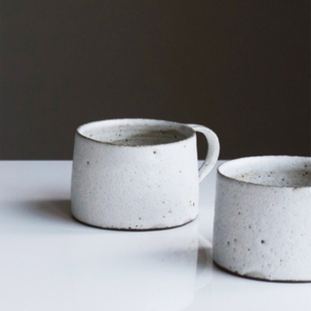 Deep white ceramic cups